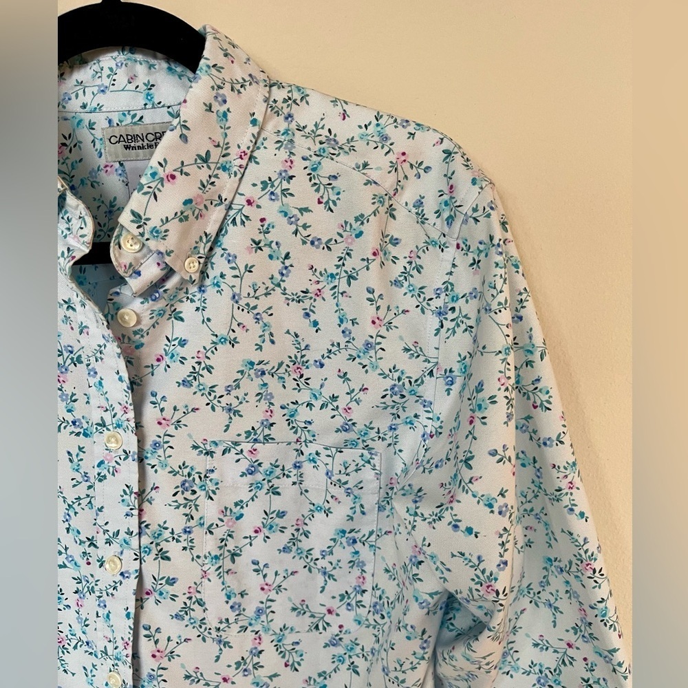 Cabin Creek Aqua Floral Button Down | Size 12P | Like New | Discontinued - Picture 7 of 12